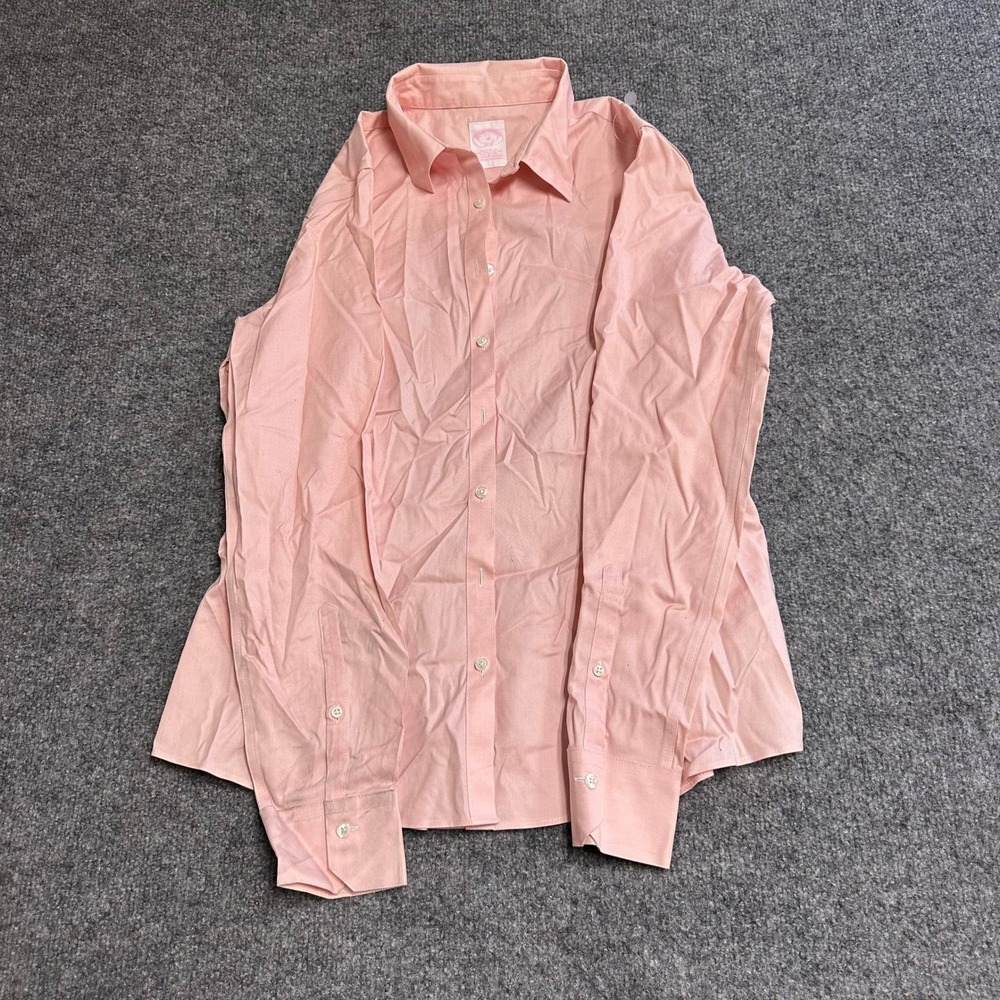 Brooks Brothers Button Down Womens Size 10 Pink Tailored Fit Non-Iron Stretch